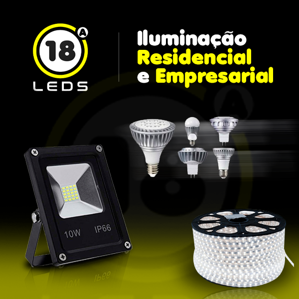 Banner retangular de destaque da loja 18A Leds no santaifigenia.shop