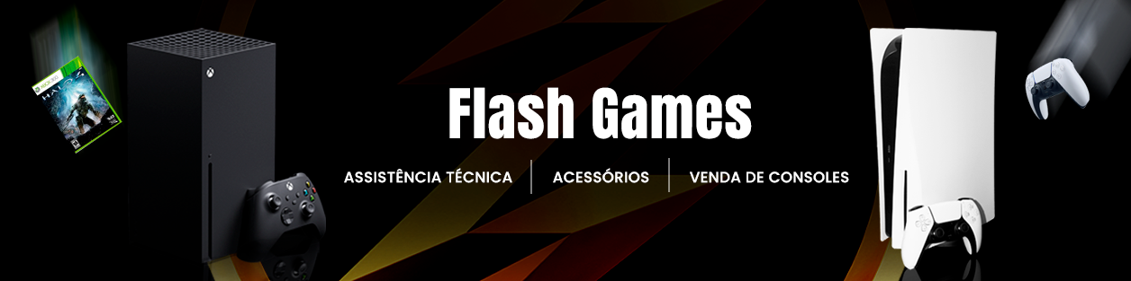 Banner retangular de destaque da loja Flash Games no santaifigenia.shop