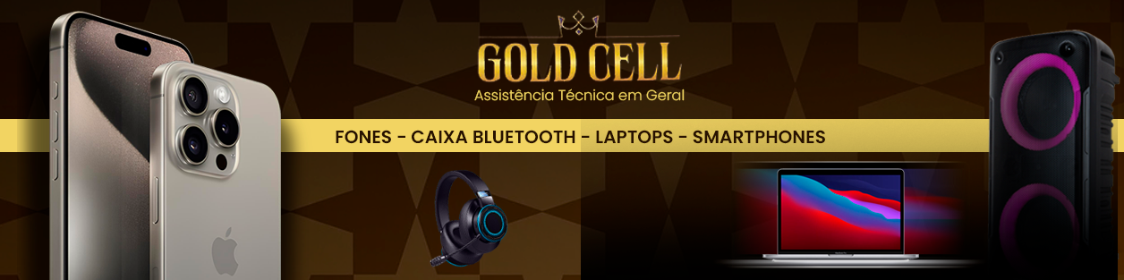 Banner retangular de destaque da loja Gold Cell no santaifigenia.shop