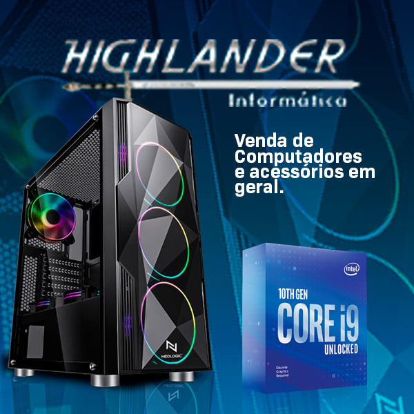 Banner retangular de destaque da loja Highlander Informática no santaifigenia.shop